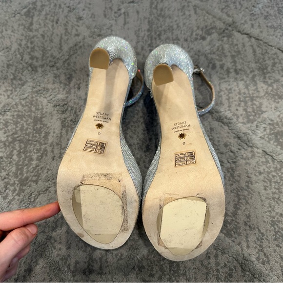 STUART WEITZMAN  Nudist Hollywood Metallic Platform
Sandals In Silver SIZE 9 - Picture 5 of 9